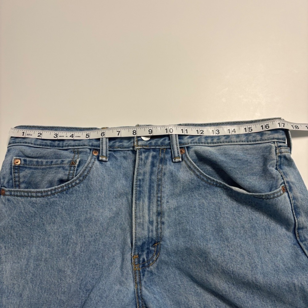 Levis 505 Regular Fit Jeans Mens 34x32 Light Wash Blue Straight Leg Denim - Picture 5 of 11
